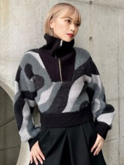 MURUA (ムルーア) 0124626008 ハーフジップフェザーニットの通販