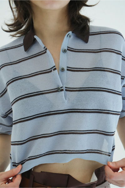 CLANE (クラネ) 10106-2273 SPONGY SHEER POLO KNIT TOPSの通販