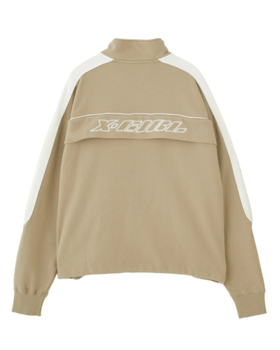 X-girl（エックスガール）105261012001 FACE LABEL HALF ZIP SWEAT TOP