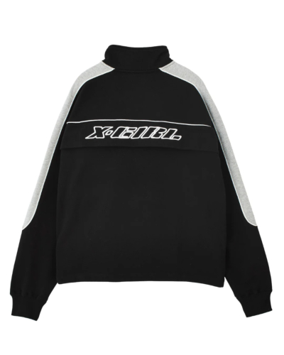 X-girl（エックスガール）105261012001 FACE LABEL HALF ZIP SWEAT TOP