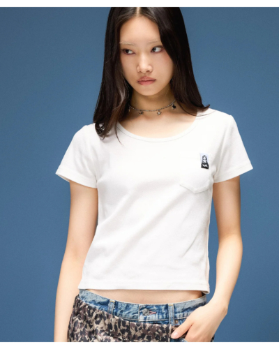 X-girl（エックスガール）105262013002 FACE LABEL S/S BABY TEEの通販