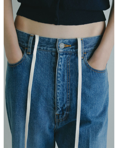 etre tokyo ウエストコードセンタークリースデニム ウエストコードセンタークリースデニム(S BLACK): ボトムス