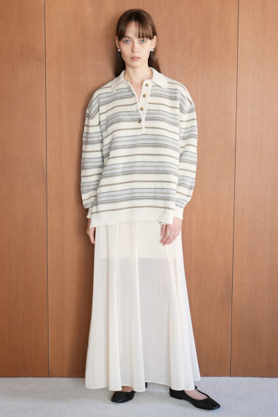 CLANE (クラネ) 16106-2052 MULTI BORDER KNIT POLO TOPの通販 - BOOMERANG