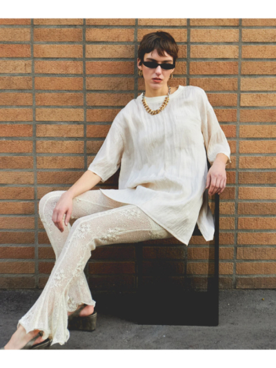 トップス maison special Half Sleeve Satin Tunic Half Sleeve Satin Tunic/ハーフスリーブサテンチュニック
