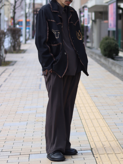 ジャケット・アウター anthem a EMBROIDERY JACKET WOOL RAYON TROPICAL EMBROIDERY JACKET(M BLACK): ANTHEM A