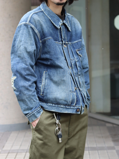 ジャケット・アウター GOLD DENIM PLEATED BLOUSE WWII MODEL GOLD - 11.5oz. DENIM PLEATED BLOUSE WW II MODEL VINTAGE