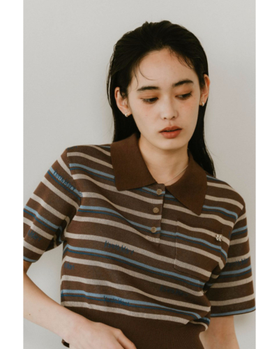 Knuth Marf (クヌースマーフ) KM25SUG01 logo stripe polo knit