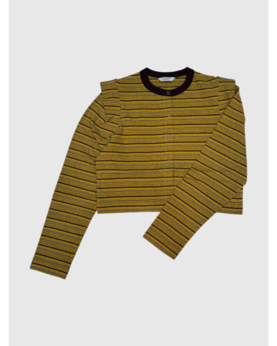PHEENY（フィーニー)PA26-CS05 Multi-Border Tucked-Shoulder Cardigan
