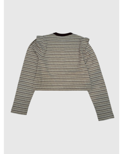 PHEENY（フィーニー)PA26-CS05 Multi-Border Tucked-Shoulder Cardigan